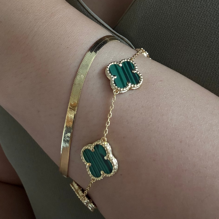 V&A 18K GOLD-PLATED BRACELET WITH MALACHITE