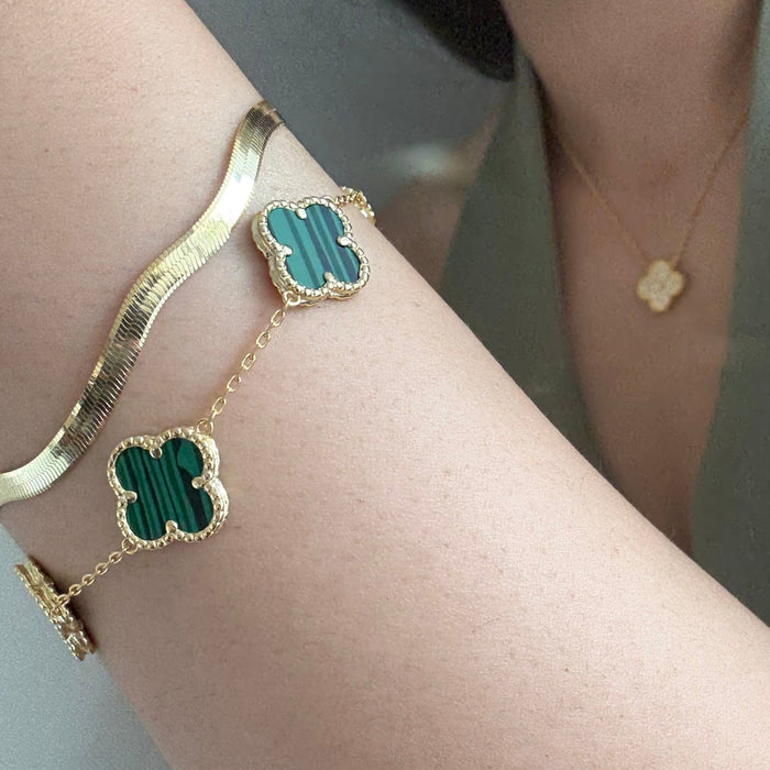 V&A 18K GOLD-PLATED BRACELET WITH MALACHITE