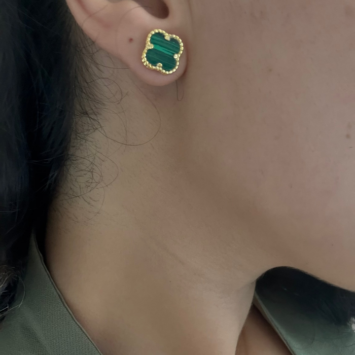V & A  18k gold-plated sterling silver Earring with malachite