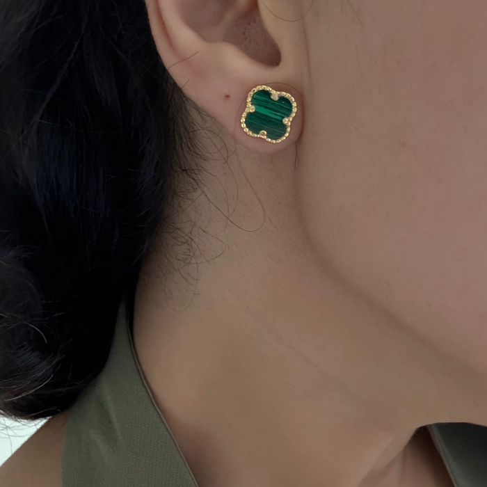 V & A  18k gold-plated sterling silver Earring with malachite