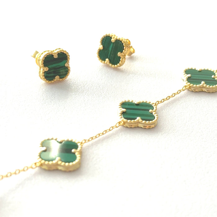 V&A 18K GOLD-PLATED BRACELET WITH MALACHITE