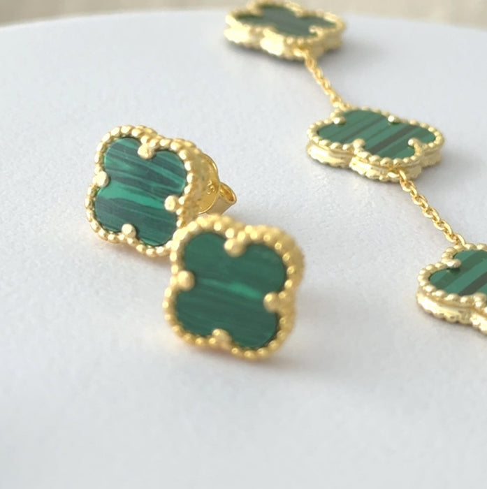 V & A  18k gold-plated sterling silver Earring with malachite