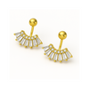 Elegant gold earrings featuring a fan design with sparkling clear gemstones for a chic look.